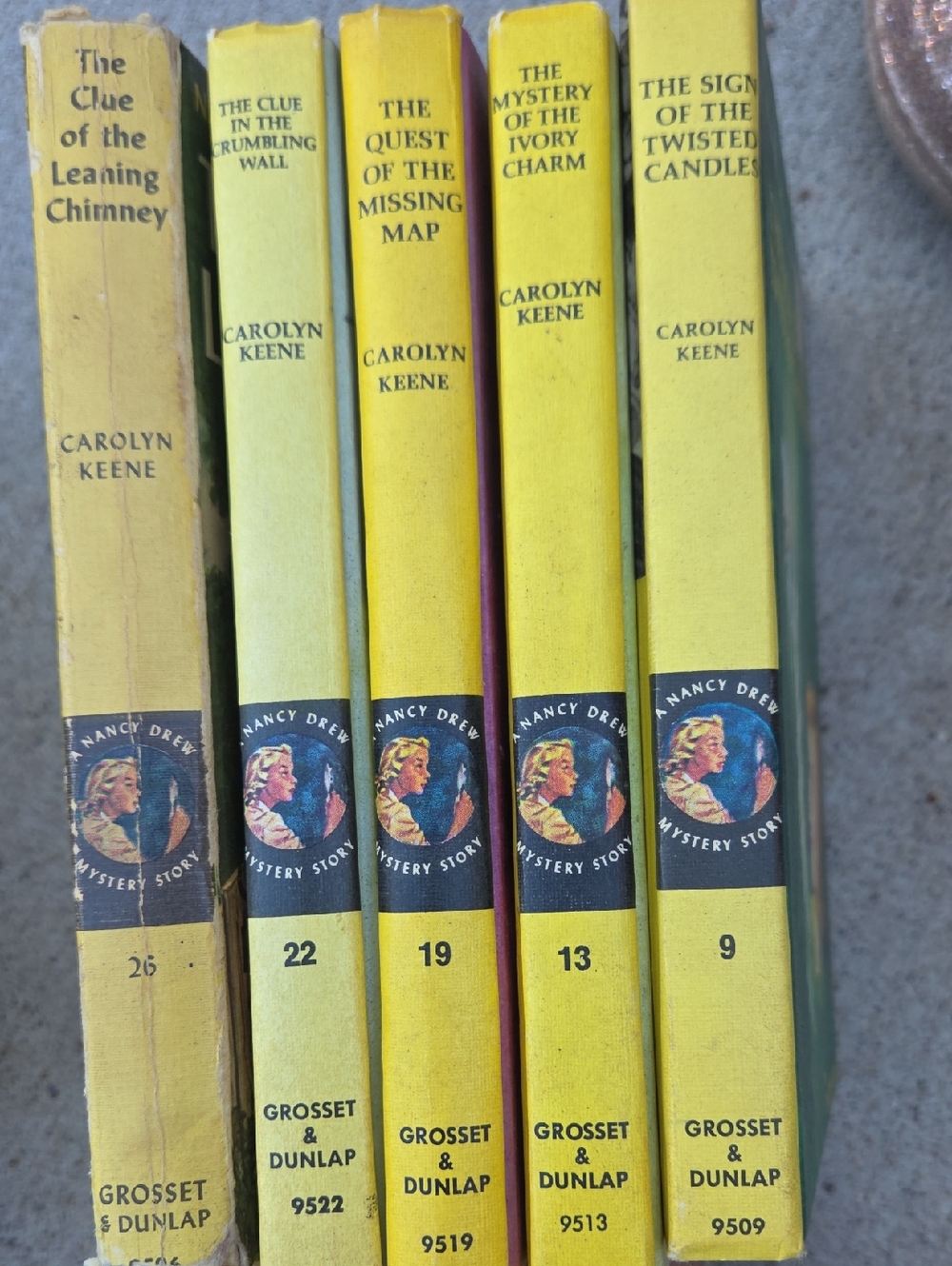 Nancy Drew Grosset & Dunlap Yellow Spine Book Lot (Set of 5)